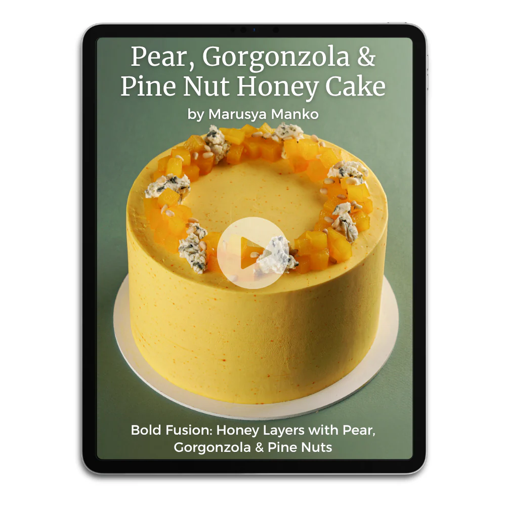 Pear, Gorgonzola and Pine Nut Honey Cake by Marusya Manko Video Class